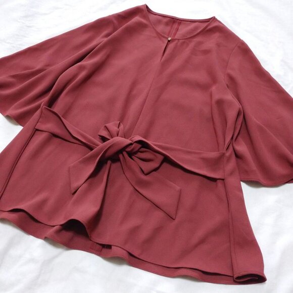 Fenne Flare Sleeve Blouse Burgundy - Picture 4 of 5